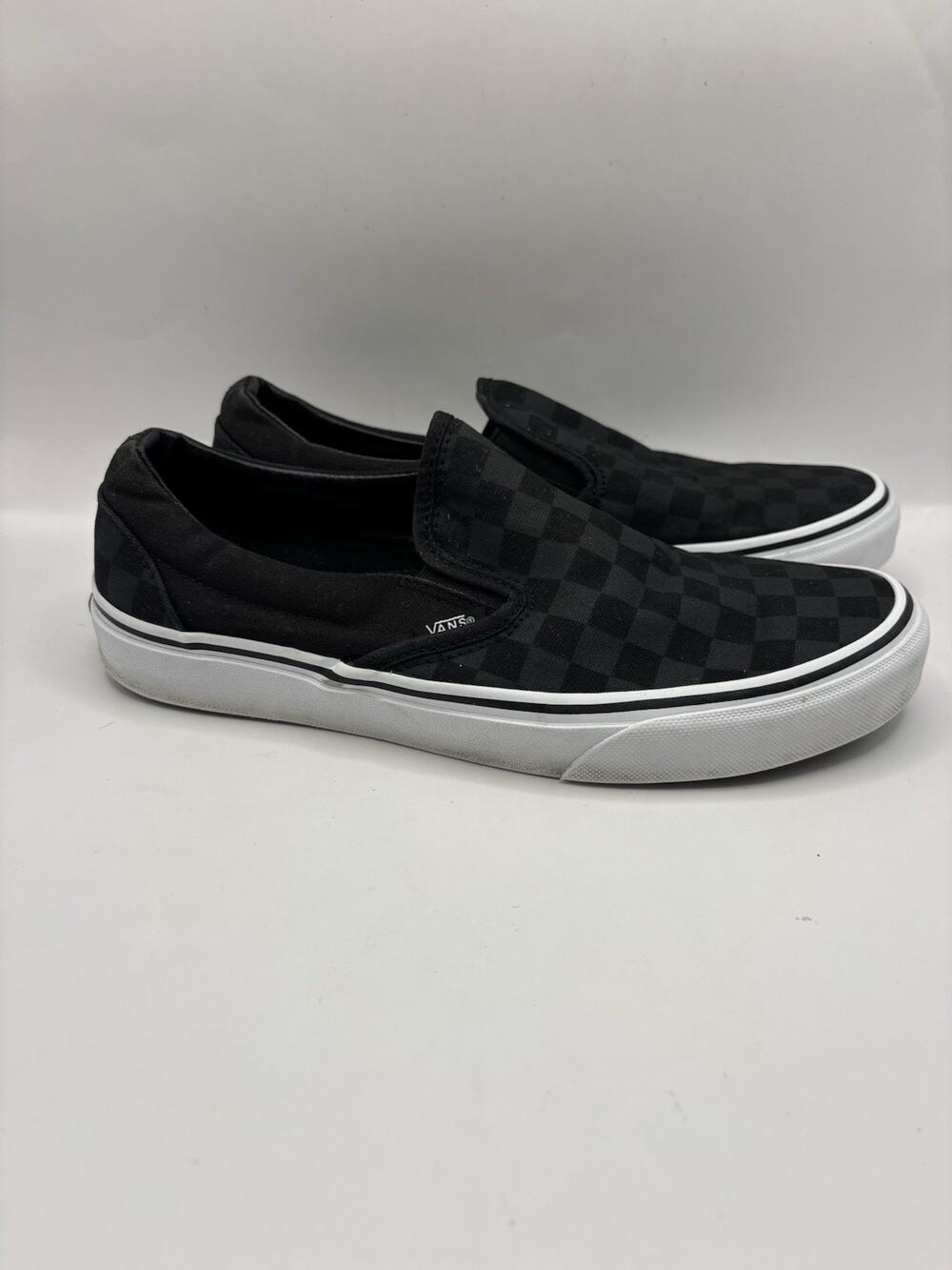 Vans Classic Slip On Checkerboard Black Shoes Men Size 7